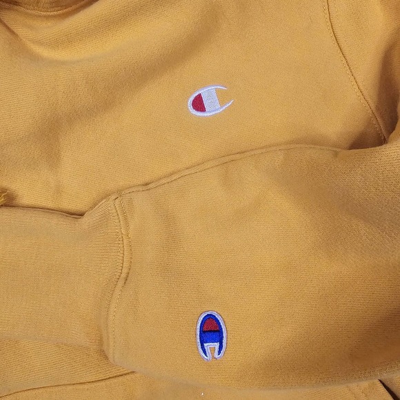 Vintage Champion Hoodie Mens Small Reverse Weave Yellow Blank Y2K Streetwear - Picture 2 of 7